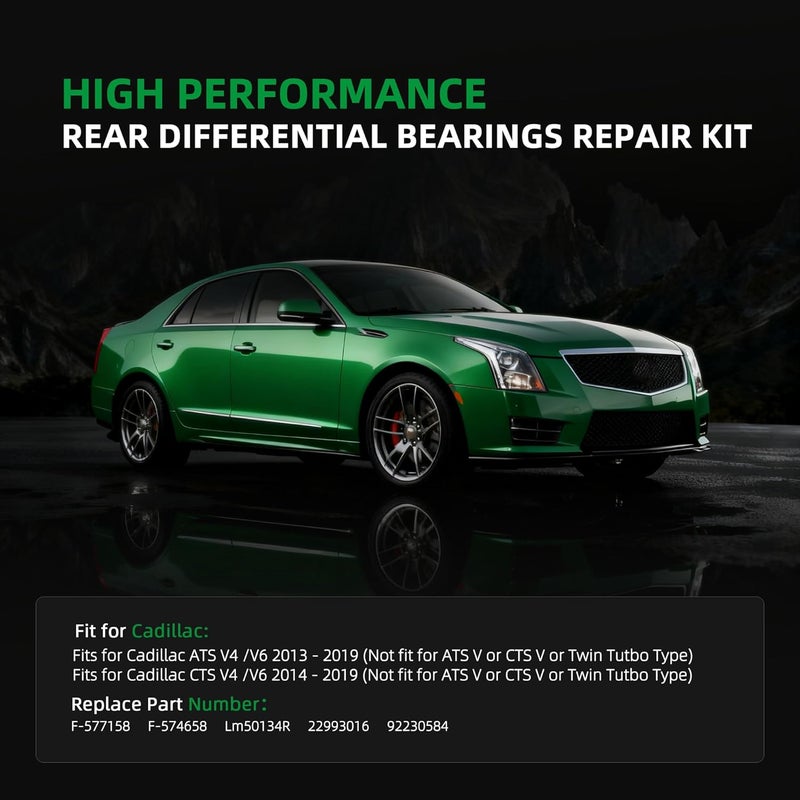 Riyhch Rear Differential Bearings Repair Kit with Removal Tool for Cadillac ATS 2013-2019, for Cadillac CTS 2014-2019, V4/V6 Engines, Replacement for F-577158 F-574658 LM50134R 22993016 92230584 - Image 2